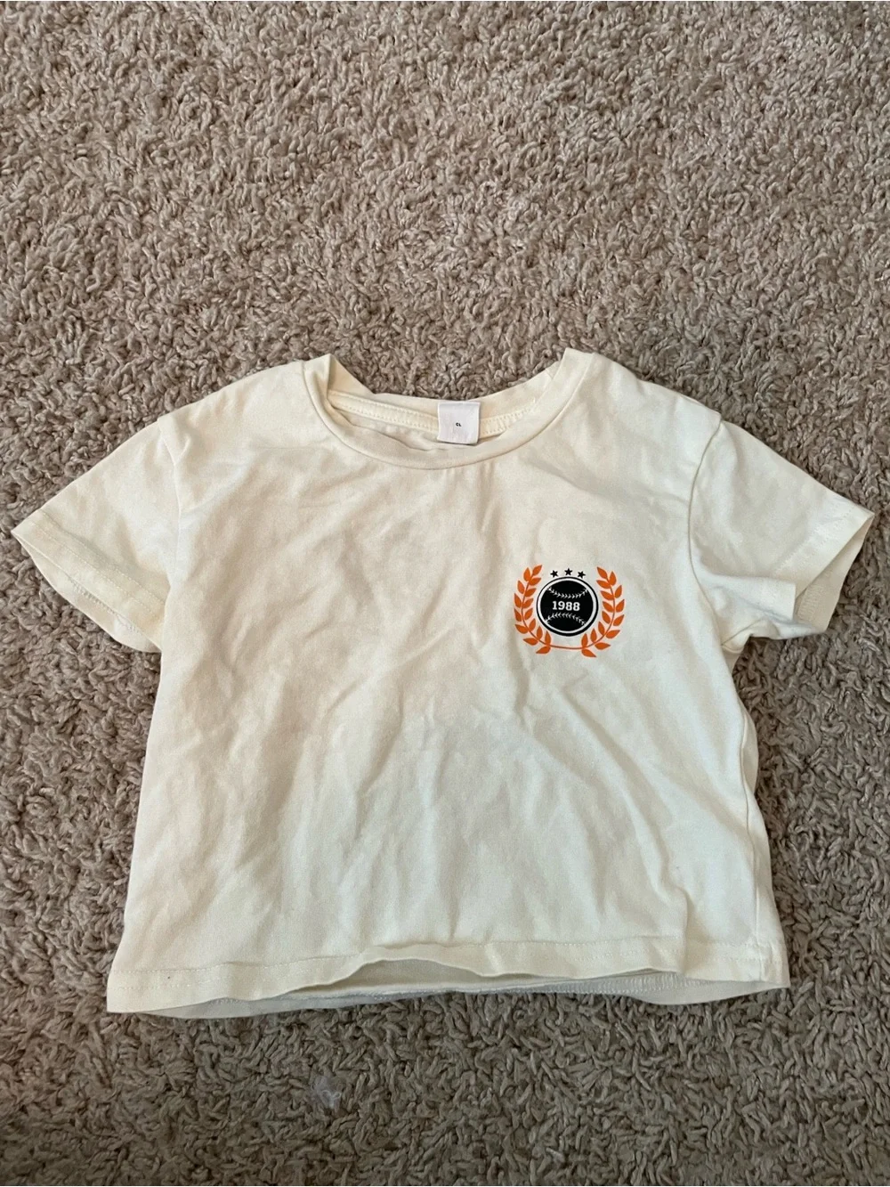 SHEIN Cream Wild Cat Graphic Tee with Blue & Orange Print